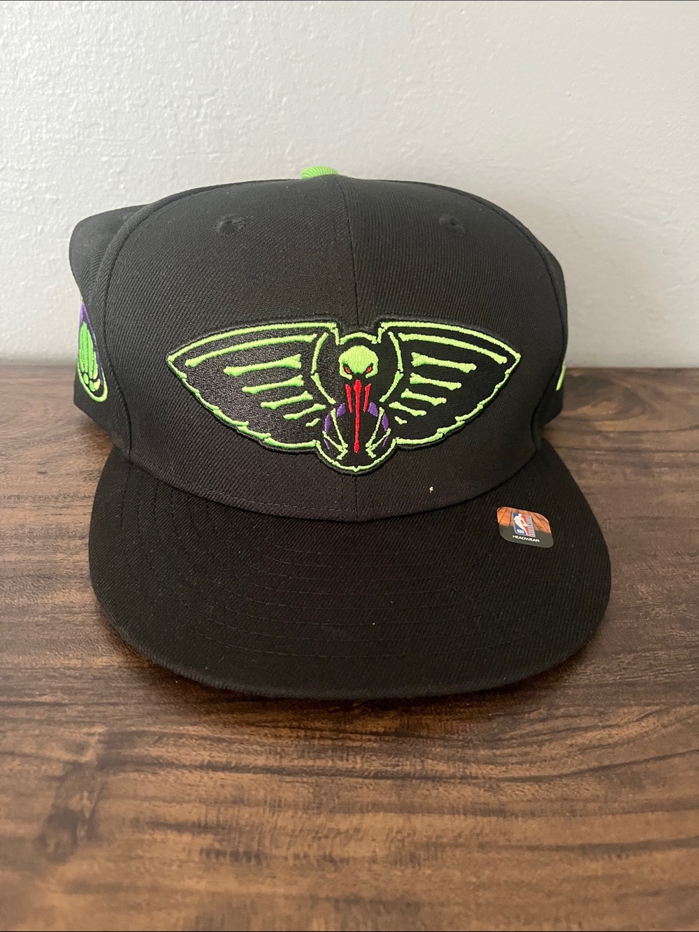 NBA Black Snapback Hat with Neon Green and Purple Accents